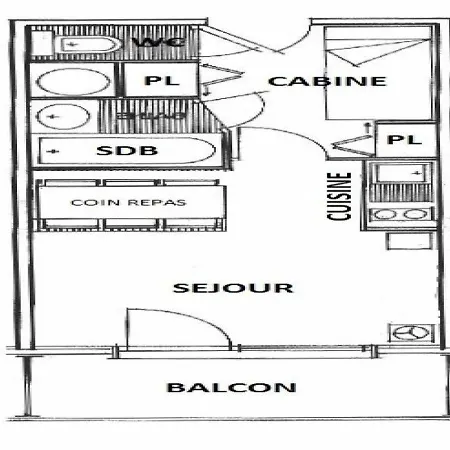 - 2 Pieces Avec Cabine, 4 Pers. Appartement *